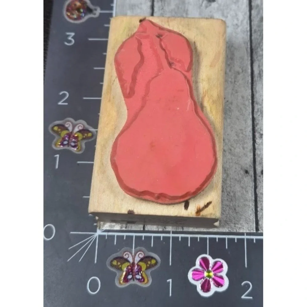 A Stamp In The Hand Pear Silhouette Fruit Rubber Stamp Wood #B47